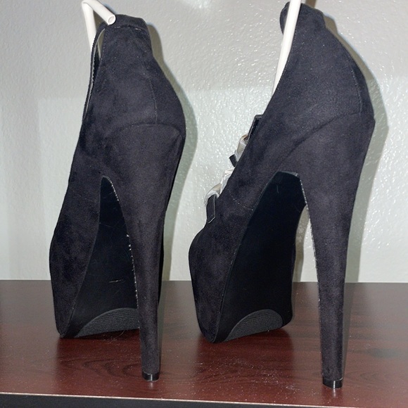 JustFab Shoes - Just Fab Black Velour platform Maryjane Stilettos